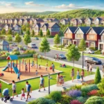A picturesque view of Patterson Vaughan, showcasing family-friendly parks and beautiful homes.