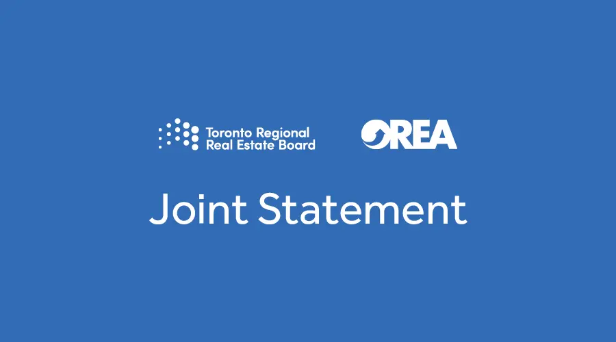 TRREB and OREA joint statement thumbnail.